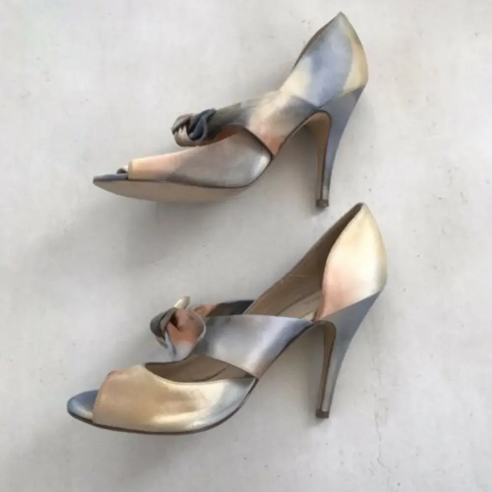 Wittner Bay Watercolor Print D'Orsay Open Toe Heels